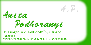anita podhoranyi business card